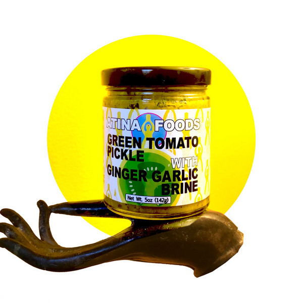 Green Tomato Pickle with Ginger Garlic Brine